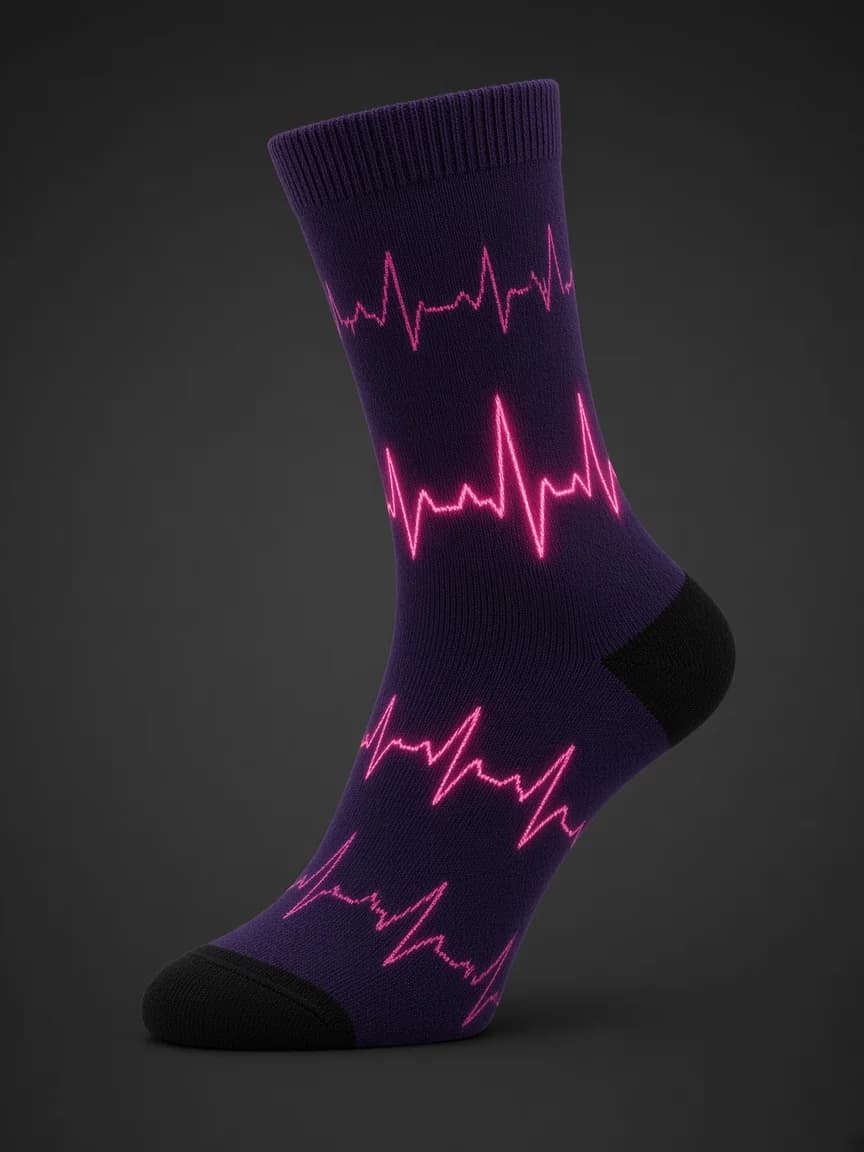 Pulse Crew — A heartbeat printed as an ankle-band graphic.